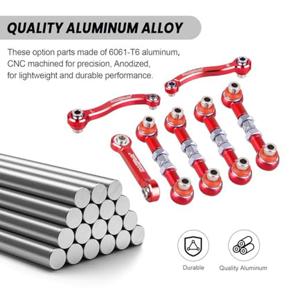 Hobbypark Metal Turnbuckle Aluminum Camber Links Toe Links with Rod Ends Steering Linkage Set for Traxxas 1/18 LaTrax Teton Upgrades Desert Prerunner, Replace 7636 (Red) - color: Red