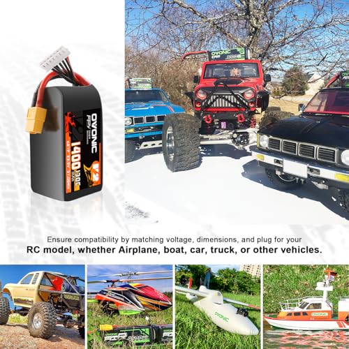 OVONIC 130C 6S 1400mah Lipo Battery 22.2V Pack with XT60 Plug for FPV Racing（2pcs）