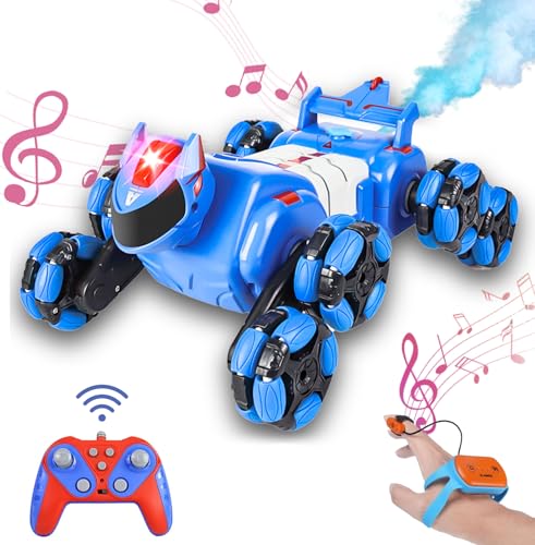GoolRC 8WD Gesture Sensing RC Stunt Cars, Remote Control Robot Dog Toy for Teens, 2.4GHz Remote Control Car with Spray, Light and Music?Christmas Birthday Gift (Blue) - color: Blue