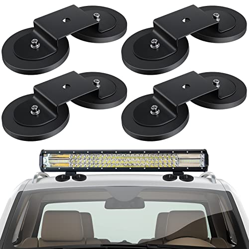 4 Pcs Magnetic Light Bar Mounts Universal Magnet Mount Holder with Rubber Pad for Off Road SUV Truck Lamp Roof Bar Fog Light