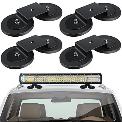 4 Pcs Magnetic Light Bar Mounts Universal Magnet Mount Holder with Rubber Pad for Off Road SUV Truck Lamp Roof Bar Fog Light