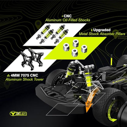 CROBOLL 1/10 Brushless Carbon Fiber RC Rally Cars with Gyro, Max 50 mph,RTR | RLAARLO Fast RC Car 2.4Ghz All Terrain Remote Control Car, Waterproof 4x4 Hobby RC Truck with 3S Battery - color: Green