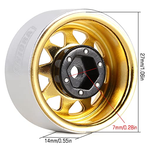 INJORA 1.0 Beadlock Wheel Stamped Steel Beadlock Deep Dish 1.0" Wheels for 1/18 TRX4M Axial SCX24 Gladiator Deadbolt Bronco C10 JLU Upgrade Parts(Yellow) - color: Yellow