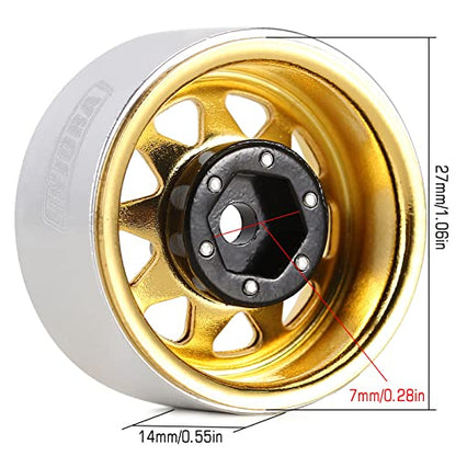 INJORA 1.0 Beadlock Wheel Stamped Steel Beadlock Deep Dish 1.0" Wheels for 1/18 TRX4M Axial SCX24 Gladiator Deadbolt Bronco C10 JLU Upgrade Parts(Yellow) - color: Yellow
