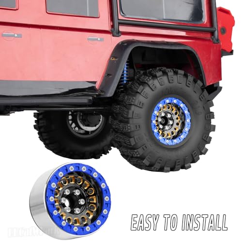 1.9 Brass Beadlock Wheel Rim for 1/10 SCX10 SCX10 II 90046 SCX10 III AXI03007 SCX10 Pro TRX4 TRX6 Gen7/8 D90 VS4-10 MST CFX RC Crawler Car,Brass Beadlock & Aluminum Deep Dish Rim,BlackGold - color: Blackgold - (4pcs Rim)