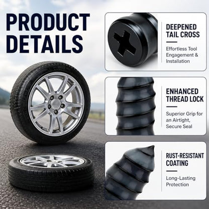 Tire Repair Kit, Tire Repair Screws 10 Pcs, Tire Repair Glue 10ml | Screw in Tire Plugs Kit, Fast Self-Service Tire Repair Rubber Nails Kit for Car, Motorcycle, Bike, Truck, Tractor, Garage - style: 10ml & 10 tire plugs