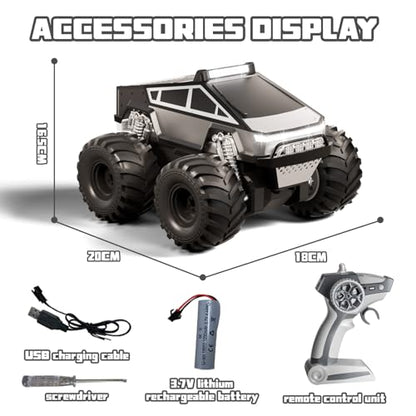 Amphibious Remote Control Car, 1:18 RC Off-Road Monster Truck Toys for Boys,4WD All Terrain Off-Road Pickup, 2.4 GHz RC Vehicles, Waterproof RC Trucks, Christmas Birthday Gifts for Boy Girl (Grey) - color: Grey