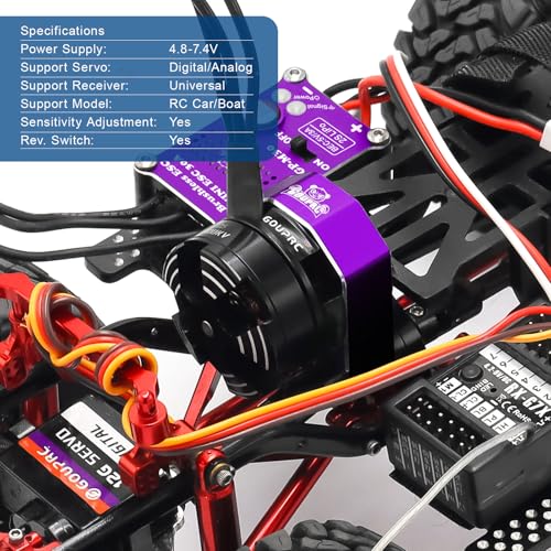 GOUPRC Upgarde 30A Brushless Esc & 2204 2400KV Brushless Outrunner Motor with Transmission and Replacement Gears Combo Kit for SCX24 RC Crawler Axial 1/24 RC Car Truck - color: Purple