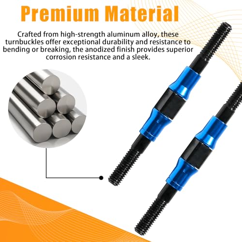 2PCS 3x42mm Aluminum Alloy Turnbuckle Shaft with M3 Threads, Push Rod Tie Rod Linkage Replacement for #53942, Compatible with 1/10 TAMIYA RC Crawlers Trucks On/Off-road Buggy Upgrade (Blue) - style: 2pcs-42mm #53942