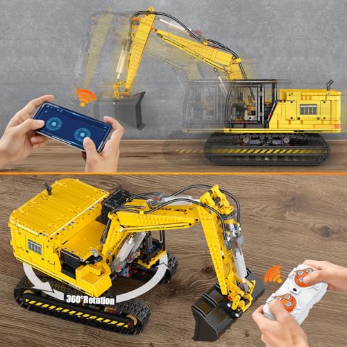 Mould King RC Construction Excavator Building Sets, 13112 Engineering Model Kits with APP Remote Control, STEM Construction Vehicle Sets for Adults & Teens 14+ (2169 Pcs) - style: Mechanischer Bagger 13112