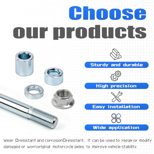 Mokuo 12mm 185mm Front Rear Axle with Bushing 5mm 20mm Fit for Motorcycle Pit Dirt Bike Moped Scooter QUAD ATV Mini Bike Parts - size: 12-185