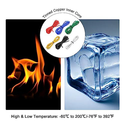 MECCANIXITY 20 Gauge Wire Silicone Wire 20AWG Electrical Wire Stranded Wire Tinned Copper Wire High Temp Hookup Wire 6 Color 1.5m/4.92ft for Car Model Electric Appliances 6pcs - size: 20AWG, 4.92ft
