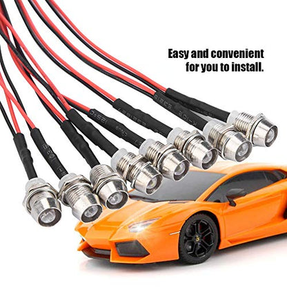 5mm Headlights and Taillights , 8Pcs RC LED Light Kit Accessories , LED Lights RC Model Drift Car Accessory , RC LED Light Kit Accessories RC Light 5mm Headlights and Taillights RC Car LED Light RC A