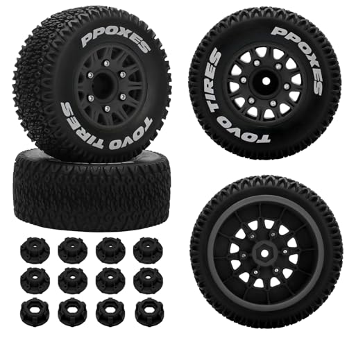 12mm/14mm/17mm Hex RC Wheels and Tires RC Truck Tires 1/10 Scale Tyres Detachable Replacement RC Car Tires for Arrma Senton Tires Slash Tires Fury Axial Redcat Rc4wd Hex (Black) - color: Black