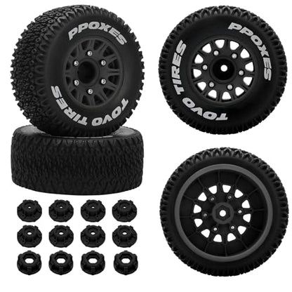 12mm/14mm/17mm Hex RC Wheels and Tires RC Truck Tires 1/10 Scale Tyres Detachable Replacement RC Car Tires for Arrma Senton Tires Slash Tires Fury Axial Redcat Rc4wd Hex (Black) - color: Black
