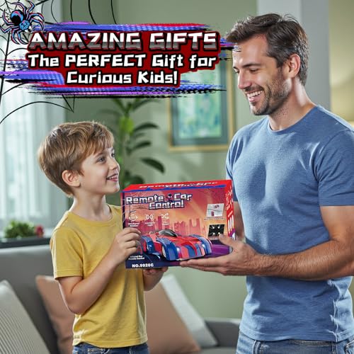 Wall Climbing Remote Control Car with Headlight | 360° Rotating RC Stunt Car, Rechargeable RC Cars Toys for 3 4 5 6 7 8-12 Year Old Boys Girls Kids - color: Red&blue