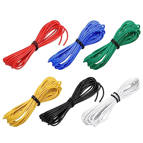 MECCANIXITY 22 Gauge Wire Silicone Wire 22AWG Electrical Wire Stranded Wire Tinned Copper Wire High Temp Hookup Wire 6 Color 3.0m/10ft for Car Model Electric Appliances 6pcs - size: 22AWG, 10ft