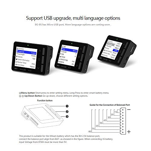 ISDT BG-8S BattGo Battery Meter, LCD Display Digital Battery Capacity Checker Balancer Tester for NiMH,LiPo,Life,Li-ion,Nicd