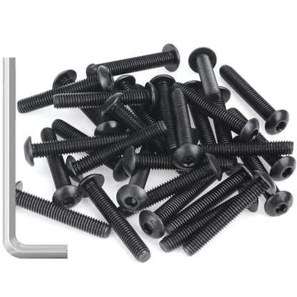 55 Pieces M5 x 30mm Button Head Socket Cap Screws, Thread Pitch 0.8mm, Sutemribor M5 Black Screws, 10.9 Grade Alloy Steel, Black Oxide Finish, Fully Threaded - size: M5 x 30mm, style: Button Head