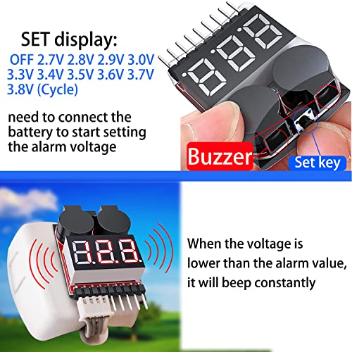1-8s Lipo Battery Voltage Tester Low Voltage Buzzer Tester for RC Lipo Battery Pack