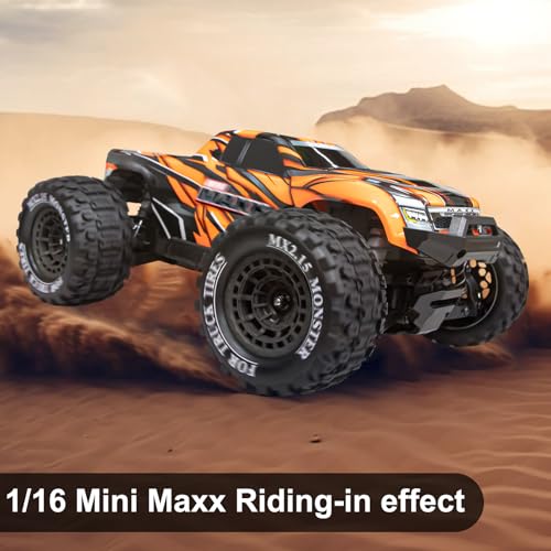 LRFHL 12mm Hex RC Wheel Tires 4PCS | for 1/16 Traxxas Mini Maxx 107154-1 Mini XRT VXL 108076-1 E-Revo Mini XRT MJX 16207 16210 HSP 94186 LOSI 1/18 Mini LMT - color: Black Tires+ Black Wheel-2