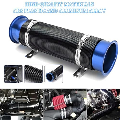 3" Car Turbine Intake Pipe, Adjustable Flexible Aluminum Vehicle Cold Air Intake Tube, Automotive Ducting Turbo Inlet Tube Pipe, Universal for SUV Automobile Truck (Blue) - color: Blue
