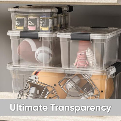 Superio Clear Storage Bins with Lids, Stackable Deep Storage Boxes with Latches and Handles, Extra Small, 4 Pack, Deep Containers for Home, Garage, and Kitchen - size: 2.5 Qt, style: 4 Pack