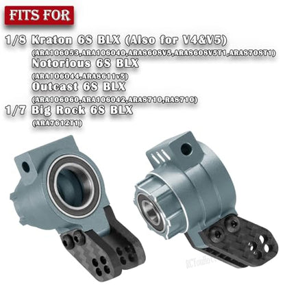 RC Upgrades Part Front Knuckles Steering Blocks&Rear Hub Stub Axle Carriers for 1/8 Kraton (Also for V4&V5)/Notorious/Outcast 6S BLX,Steering Hops Up,Replaces #AR330505#AR330404,Titanium - color: Titanium - (Upgrades)