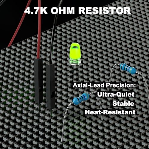 DROK 5 Pack Waterproof DS18B20 Temperature Sensor Probes with a Probe Adapter Board, 3 pin Female to Female Jumper Wires and 5 Pack 4.7K ohm Resistors for Arduino Raspberry Pi DIY