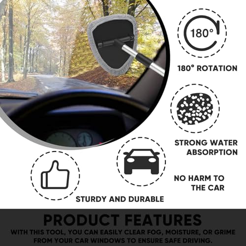 Car Window Cleaner, Car Cleanser Brush, Car Accessories Car Cleaning Supplies Tools, Car Cleaning Kit with Extendable Handle, Microfiber Cloth, Spray Bottle, Fits All Cars (Gray) - color: Gray
