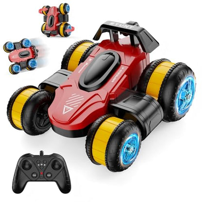High Speed Drift RC Stunt Deformation Car, Red and Yellow - color: Red and Yellow