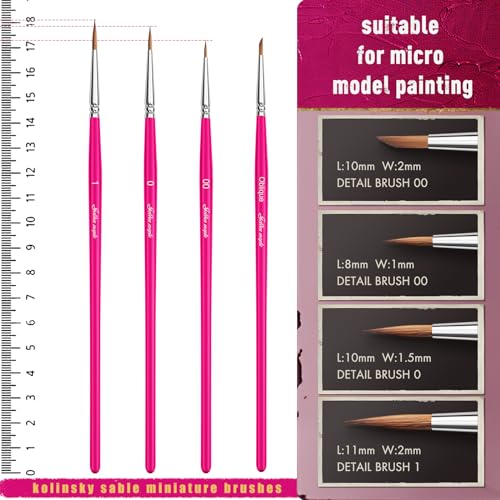 Kolinsky Sable Brushes, Golden Maple Miniature Paint Brushes Professional Artist Brush Set, Fine Detail Paint Brushes for Model Figures, Watercolor, Acrylic and Miniature Painting - size: 00 0 1 Oblique