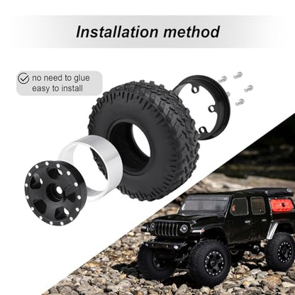 HobbyPark 1.0 Beadlock Wheels for TRX4M AX24 SCX24 FCX24 Enduro24 1/18 1/24 RC Crawler Car (Style A with Tires) - style: Style A with Tires