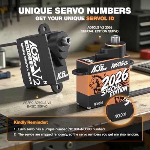 AGFRC A06CLS V2 2026 Special Edition 3.0kg RC Micro Servo | 6g Ultra-Light, 0.052Sec High Speed, Programmable, Digital Coreless Motor, Full Metal Gear, Ideal for 1/24-1/28 RC Cars - style: A06CLS V2 2026 Special Edition