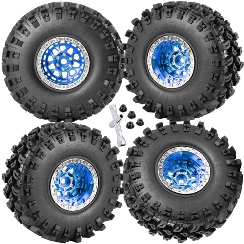 RC 2.2 Wheel Tires for 1/10 SCX10 SCX10 II 90046 SCX10 III AXI03007 SCX10 Pro TRX4 TRX6 Gen7/8 D90 VS4-10 MST CFX RC Crawler Car,4pcs Aluminum RC 2.2 in Beadlock Wheel,Navy Blue - color: Navy Blue - (2.2tires)