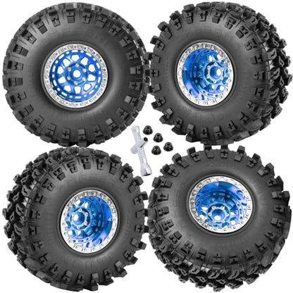 RC 2.2 Wheel Tires for 1/10 SCX10 SCX10 II 90046 SCX10 III AXI03007 SCX10 Pro TRX4 TRX6 Gen7/8 D90 VS4-10 MST CFX RC Crawler Car,4pcs Aluminum RC 2.2 in Beadlock Wheel,Navy Blue - color: Navy Blue - (2.2tires)