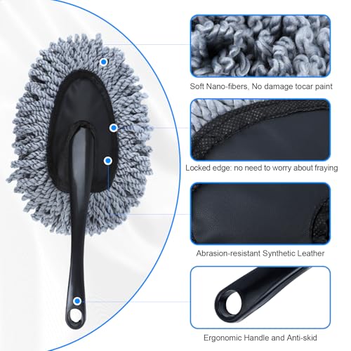 IPELY 6 Pack Car Cleaning Supplies – Car Duster Interior & Brush Interior & Cleaning Gel, Car Detailing Cleaning Kit for Cars, Trucks, SUVs & RVs - size: Interior Duster (2 Pack)