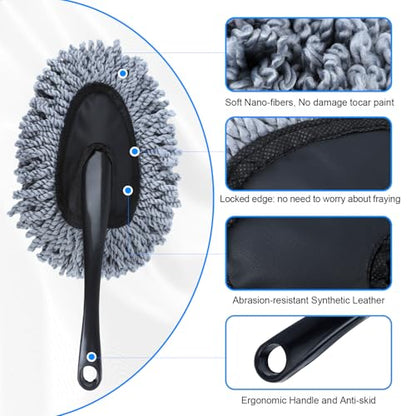 IPELY 6 Pack Car Cleaning Supplies – Car Duster Interior & Brush Interior & Cleaning Gel, Car Detailing Cleaning Kit for Cars, Trucks, SUVs & RVs - size: Interior Duster (2 Pack)