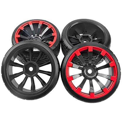 1/10 RC Drift Tire Hard Plastic Tires & 12mm Hex Hub Wheel Rims Compatible with Traxxas HSP Tamiya Kyosho Himoto HPI Redcat MST 1/10 On-Road RC Drift Drifting Car (Style1)