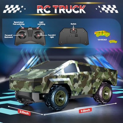 Remote Control Car Truck 1:24, 2.4GHz All Terrain High Speed RC Truck with Loadspace, RC Car Toys for Boys Girls Age 3 4 5 6 7 8+, Birthday - color: Green