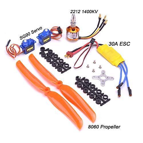 A2212 1400KV RC Brushless Motor 30A ESC Motor SG90 Micro Servo 8060 Propeller Set for RC Plane Quadcopter Fixed Wing Plane Helicopter Aircraft
