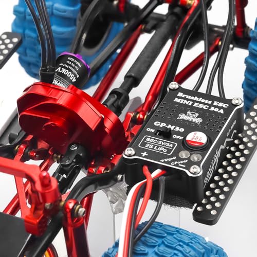 GOUPRC 1224 4500KV Brushless Outrunner Motor with Transmission & Upgrade 30A Brushless Esc for SCX24 RC Crawler Axial 1/24 RC Car Truck - style: Red Transmission