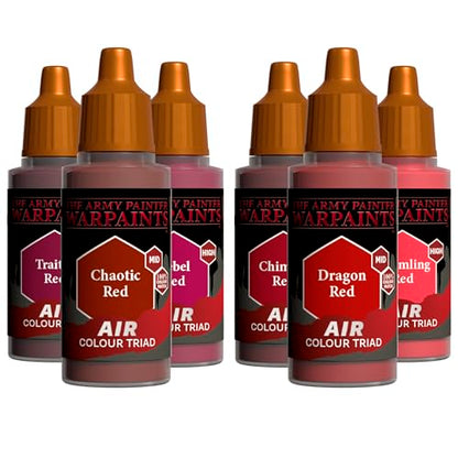 The Army Painter, Airbrush Primary Bundle Red, 2 Triads x 6 x 18 ml | Pre-thinned Acrylic spray gun paints - Paint sprayer paint for D&D & Warhammer Miniatures - color: Red
