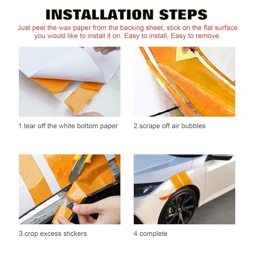 x xotic tech Fender Stripes Hash Marks KK Vinyl Decal Universal for Car Truck Sticker Racing Stripe 11"x23" (Yellow) - color: Yellow