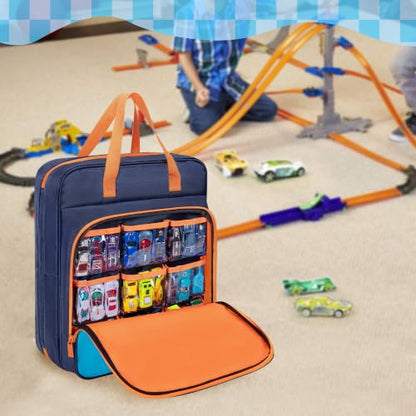 Portable Storage Case Compatible with Hot Wheels Toy Car Up to 99pcs | for 1/64 Scale Toy Cars, Multi-Functional Storage Bag for Toy Cars, Dolls, Mini Toys, Home and Travel Use, Large Capacity