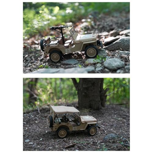RC Off-Road Truck, HG4-58 U.S. Willys 1/14 Scale 4WD, 2.4GHz Dual-Speed, Sound & Lights, Charging Protection, RTR Gift for Model Car Lovers - color: Army Green