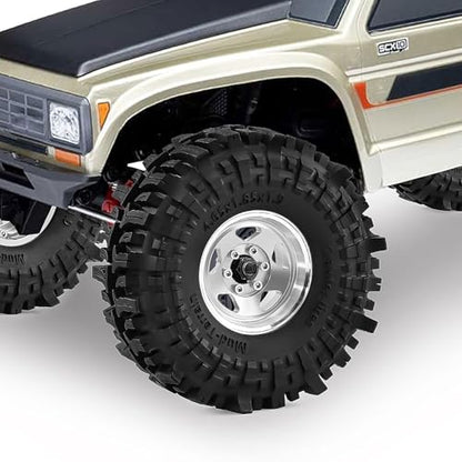 1.9" Pre-Assembled Beadlock Wheels and Tires 118mm (4.65in) for SCX10 TRX4 1/10 RC Crawlers – Aluminum Rims, Soft Rubber Tires with Foam Inserts, Easy-Install Upgrade Parts (Silvery) - color: silvery