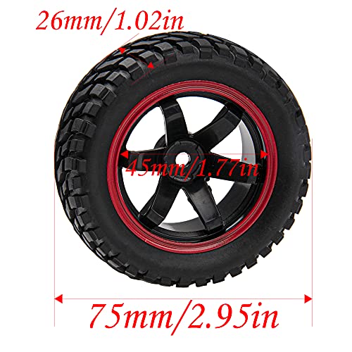 12mm Hex Hub 75mm/2.95'' Rubber Tires & Plastic Wheel Rims with Foam Compatible with HSP Tamiya HPI Kyosho 1/10 On-Road Touring Car,WLtoys 1/14 144001 RC Buggy (6-Spoke) - style: 6-Spoke