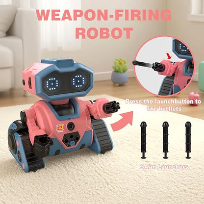 Interactive Smart Robot Toys, Rechargeable Remote Control Emo Robot, Pink | Rechargeable Remote Control, Learning Gesture Sensing, Auto-Demonstration, Music and Dance, Shining LED Eyes, For Kids 3-5 - color: 103 Pink