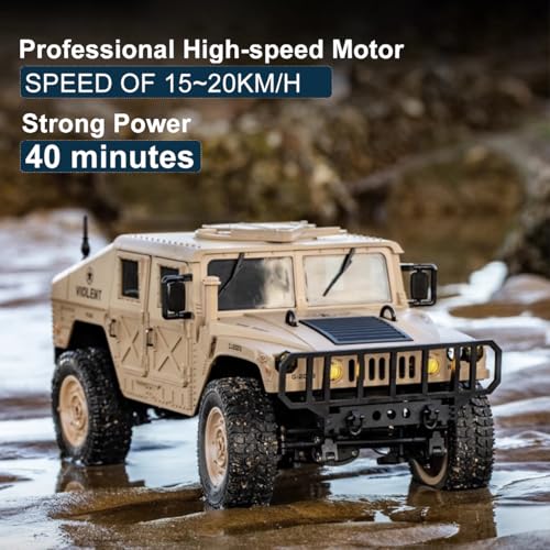 C8835 1:12 4WD Military RC Humvee 2.4G Off-Road Rock Crawler | Realistic military RC truck, 4-wheel drive climbing vehicle with stable 2.4GHz remote control for all terrains - color: C8835-yellow